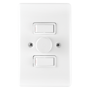 Classic 3 Lever 600W Rotary Dimmer Switch on 2x4 Yoke with White Steel Coverplate